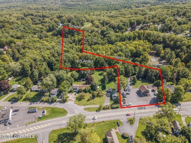 658 Saratoga Rd, Glenville, NY 12302 - aerial overview of property's location with a forest and property parcel outlined