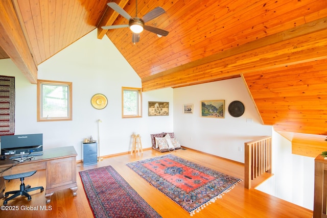 47 County Route 28, Hebron, NY 12832 - office featuring wood finished floors, wooden ceiling, and ceiling fan