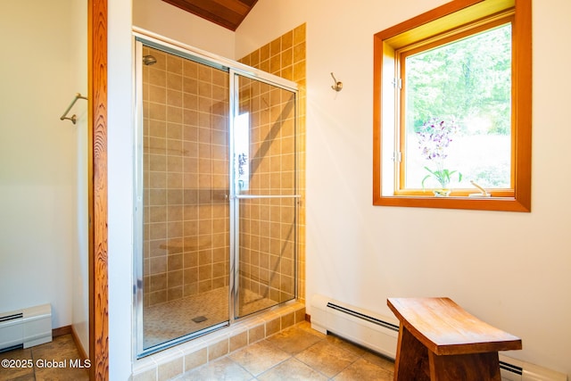 47 County Route 28, Hebron, NY 12832 - bathroom featuring a baseboard radiator and a stall shower