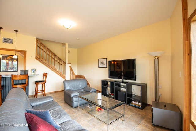 47 County Route 28, Hebron, NY 12832 - tiled living area with stairway and baseboards
