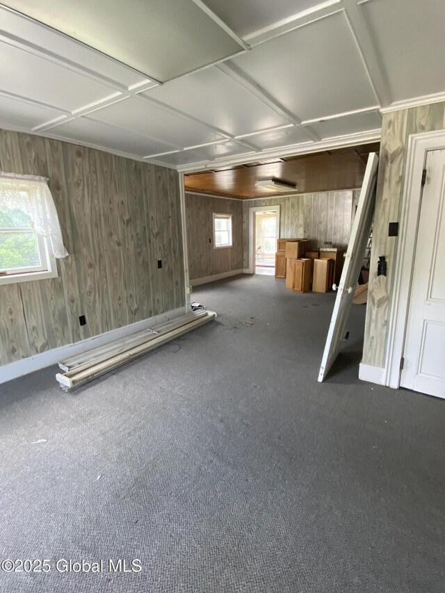 3847 Main St, Warrensburg, NY 12885 - below grade area featuring carpet flooring and wooden walls