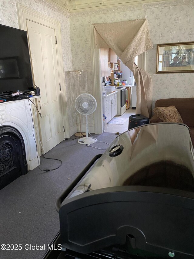 3847 Main St, Warrensburg, NY 12885 - living room with wallpapered walls