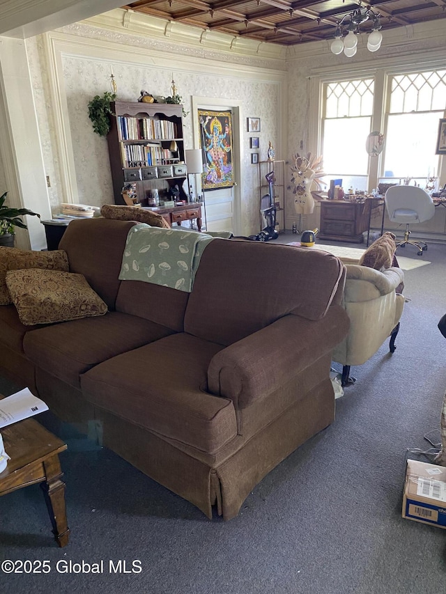 3847 Main St, Warrensburg, NY 12885 - living room with carpet and wallpapered walls