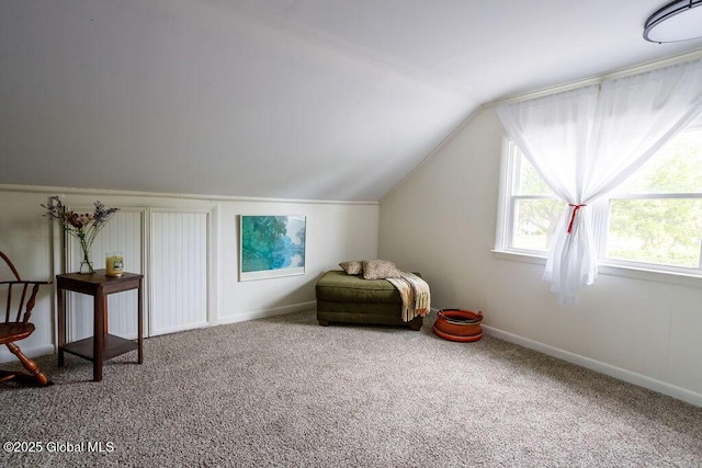 209 Whitehall Rd, Albany, NY 12209 - living area with vaulted ceiling, carpet floors, and baseboards