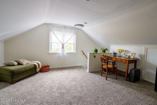 209 Whitehall Rd, Albany, NY 12209 - carpeted home office featuring vaulted ceiling and baseboards