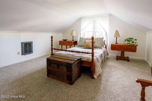 209 Whitehall Rd, Albany, NY 12209 - bedroom featuring carpet, heating unit, vaulted ceiling, and baseboards