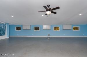 138 Lydon Ln, New Baltimore, NY 12087 - unfurnished living room with baseboards, a ceiling fan, and recessed lighting