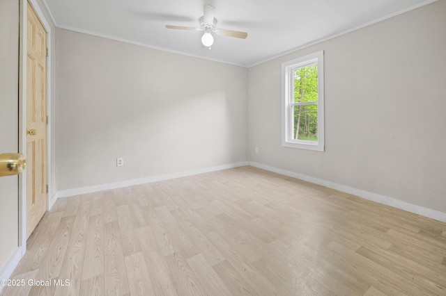 10610 State Highway 7, Worcester, NY 12064 - unfurnished room featuring light wood-style floors, ornamental molding, ceiling fan, and baseboards