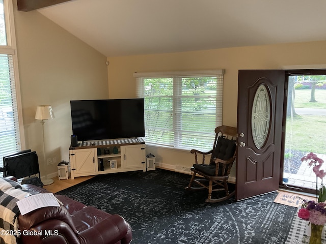 129 Okara Dr, Guilderland, NY 12303 - foyer entrance featuring plenty of natural light, vaulted ceiling, and baseboards