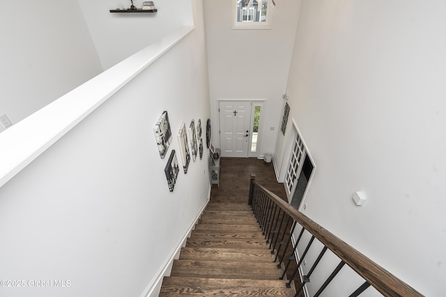 2 Hillard Ln, Colonie, NY 12110 - stairs featuring a high ceiling and wood finished floors