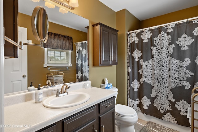 3119 State Route 150, Schodack, NY 12063 - bathroom featuring vanity, toilet, curtained shower, and tile patterned flooring