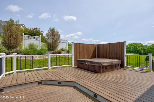 3119 State Route 150, Schodack, NY 12063 - wooden terrace featuring a covered hot tub and a lawn