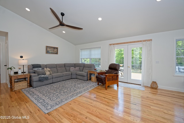 17 Ringwald Rd, Coeymans, NY 12046 - living area with light wood finished floors, ceiling fan, french doors, recessed lighting, and baseboards