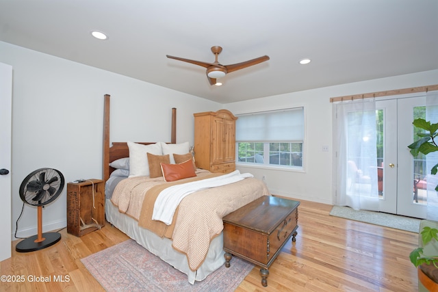17 Ringwald Rd, Coeymans, NY 12046 - bedroom with access to outside, light wood finished floors, baseboards, recessed lighting, and french doors
