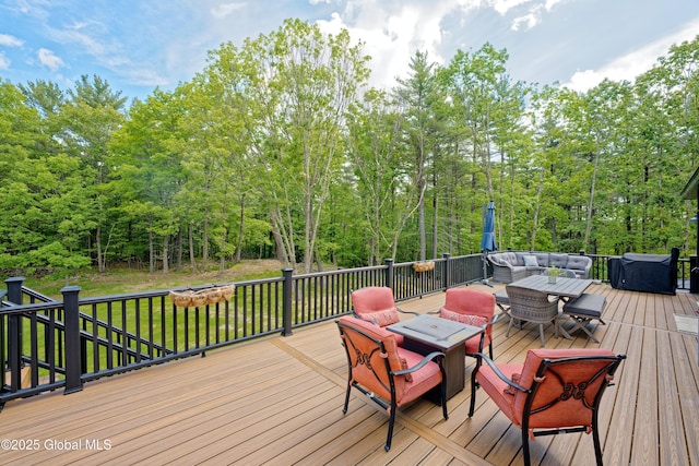 17 Ringwald Rd, Coeymans, NY 12046 - wooden terrace featuring outdoor dining space and a lawn