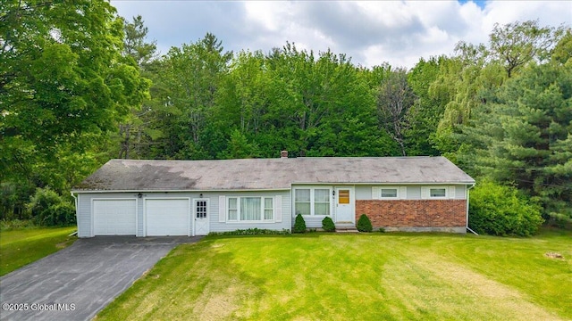 149 Wilton Rd, Greenfield, NY 12833 - ranch-style home featuring driveway, a front yard, and brick siding