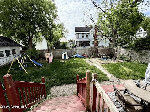 243 N Perry St, Johnstown, NY 12095 - view of yard featuring a deck