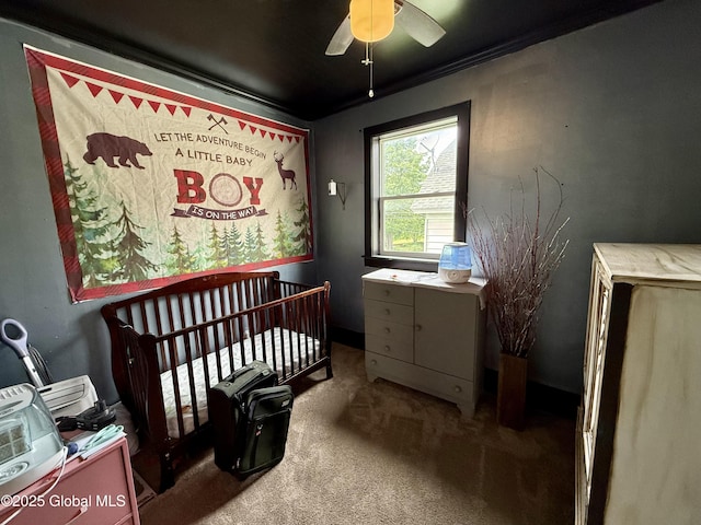 243 N Perry St, Johnstown, NY 12095 - carpeted bedroom with a nursery area and ceiling fan