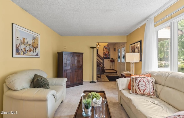 7 Hawthorn Cir, Albany, NY 12203 - living area with a textured ceiling and carpet floors