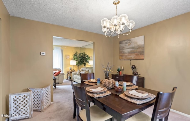 7 Hawthorn Cir, Albany, NY 12203 - dining area featuring a chandelier, light carpet, and a textured ceiling