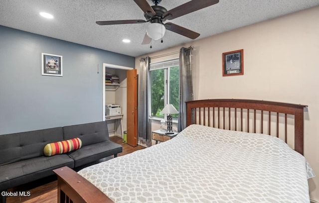7 Hawthorn Cir, Albany, NY 12203 - bedroom with wood finished floors, recessed lighting, a textured ceiling, and a ceiling fan