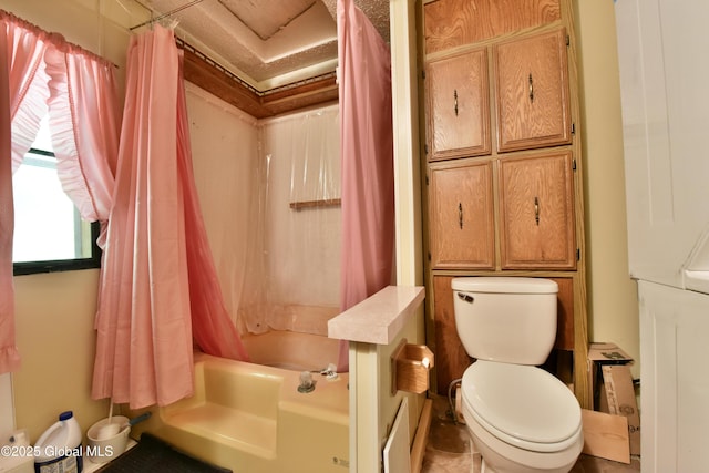 202 Lakeland Rd, Edinburg, NY 12835 - bathroom with toilet and shower / bath combo with shower curtain