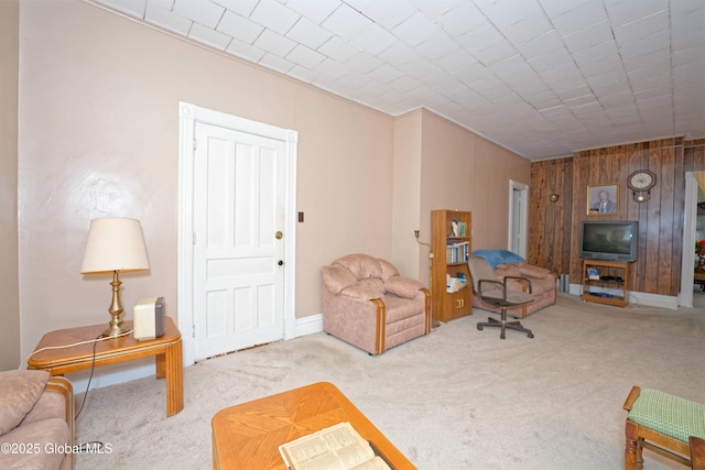6 123rd St, Troy, NY 12182 - carpeted living room with wood walls