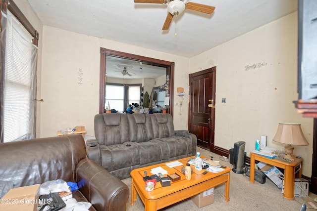6 123rd St, Troy, NY 12182 - carpeted living room with a ceiling fan