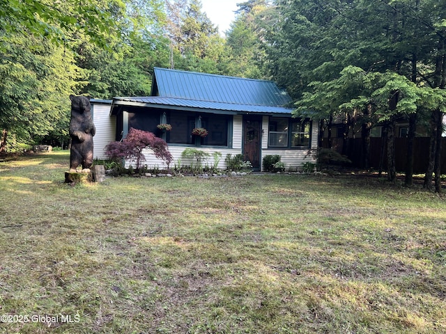 847 Lake Ave, Lake Luzerne, NY 12846 - view of front of property with a front lawn and a metal roof