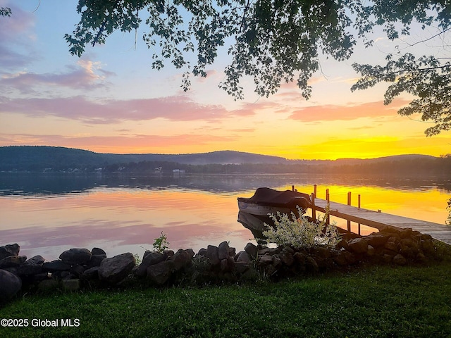 2555 County Highway 22, Exeter, NY 13315 - water view with a mountain backdrop and a dock