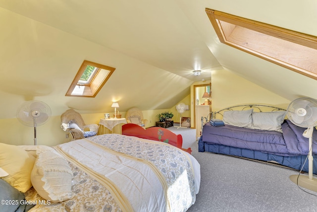 2555 County Highway 22, Exeter, NY 13315 - carpeted bedroom featuring a skylight and vaulted ceiling