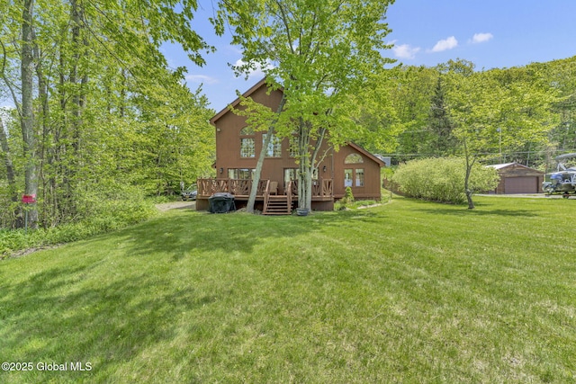 2555 County Highway 22, Exeter, NY 13315 - view of grassy yard featuring a deck