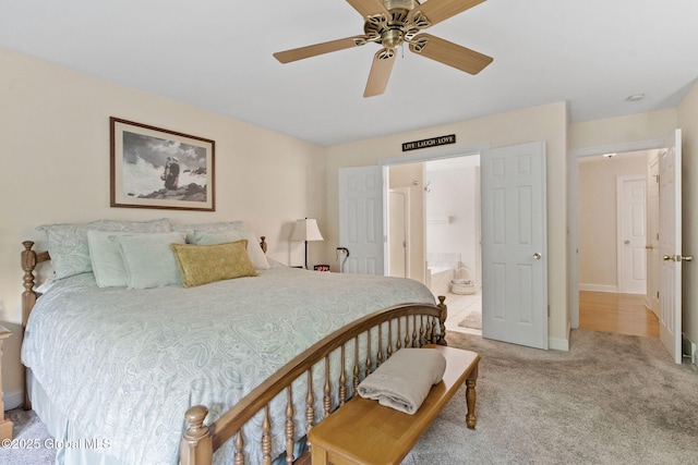 6 Rose Ct, Malta, NY 12019 - carpeted bedroom with ensuite bath and ceiling fan