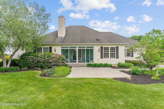 6 Rose Ct, Malta, NY 12019 - back of property featuring a patio, a yard, and a chimney