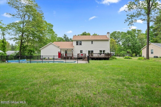 15 Iris Ave, Moreau, NY 12803 - back of house featuring a chimney and a wooden deck
