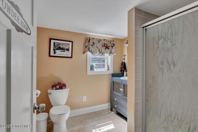 212 County Route 70, Stillwater, NY 12170 - bathroom with toilet, a marble finish shower, vanity, and baseboards