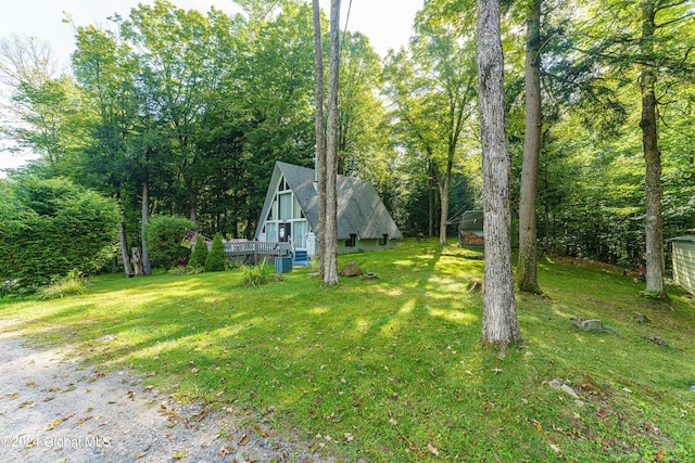 17 Oak Cir, Day, NY 12835 - view of green lawn with a deck