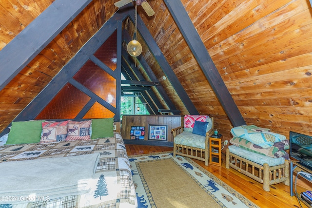 17 Oak Cir, Day, NY 12835 - bedroom featuring wooden ceiling, wooden walls, and wood-type flooring