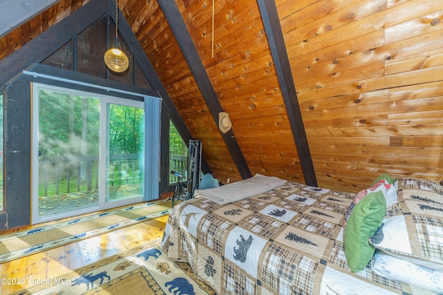 17 Oak Cir, Day, NY 12835 - bedroom with wood ceiling and hardwood / wood-style floors