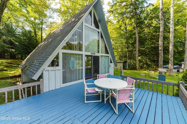 17 Oak Cir, Day, NY 12835 - wooden terrace featuring outdoor dining space