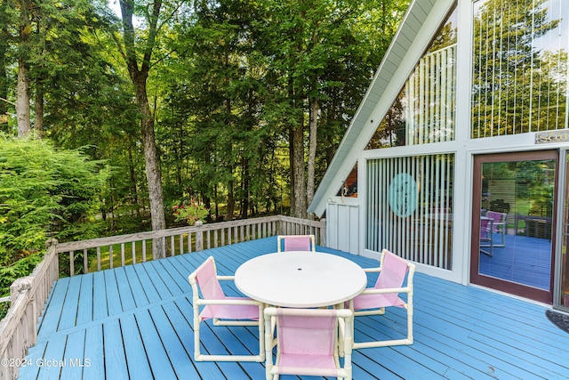 17 Oak Cir, Day, NY 12835 - wooden deck with outdoor dining area