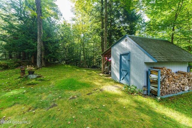 17 Oak Cir, Day, NY 12835 - view of grassy yard with a storage unit