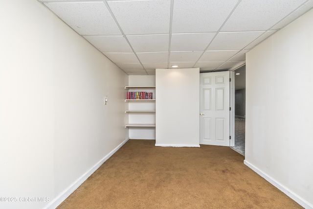 987 Grooms Rd, Rexford, NY 12148 - basement featuring carpet flooring, baseboards, and a paneled ceiling