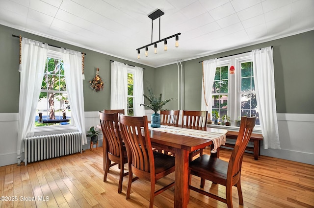 784 Ny Highway 351, Poestenkill, NY 12140 - dining space featuring radiator, ornamental molding, and light wood-style floors