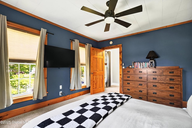 784 Ny Highway 351, Poestenkill, NY 12140 - carpeted bedroom with ornamental molding and ceiling fan