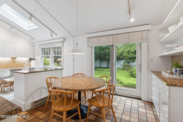 20 Darroch Rd, Bethlehem, NY 12054 - dining room with rail lighting, a skylight, healthy amount of natural light, and a baseboard radiator