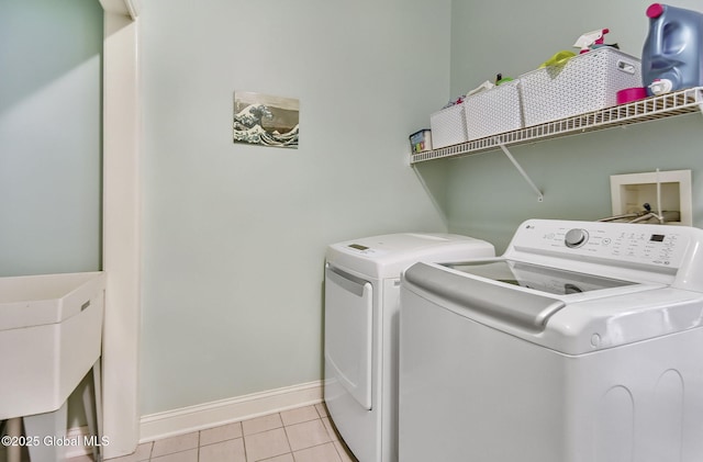 9 Oakline Ct, Niskayuna, NY 12309 - washroom featuring washer and clothes dryer, light tile patterned floors, and baseboards