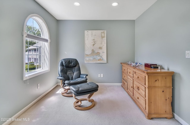 9 Oakline Ct, Niskayuna, NY 12309 - living area featuring light carpet, baseboards, and recessed lighting