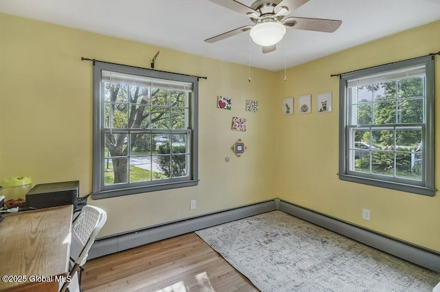 14 Woodridge Rd, Bethlehem, NY 12054 - empty room with light wood finished floors, ceiling fan, and baseboard heating
