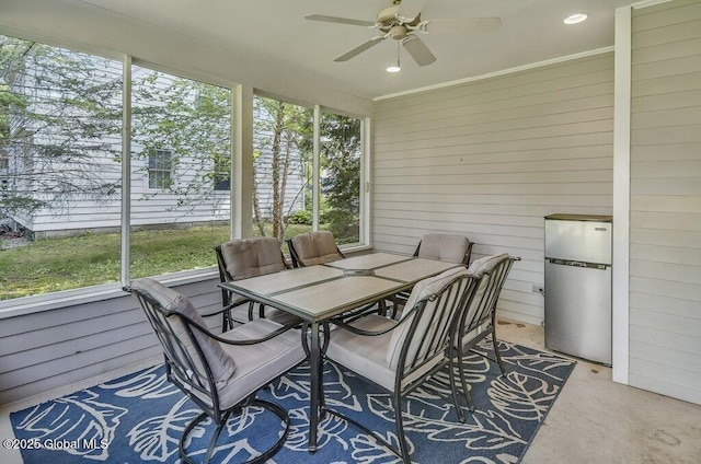 14 Woodridge Rd, Bethlehem, NY 12054 - sunroom with outdoor dining area and ceiling fan
